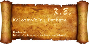 Kolozsváry Barbara névjegykártya